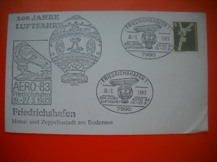 HOPCT PLIC S NR 594 ANIVERSARE ZBOR ZEPPELIN 200 ANI 1983 -COSMOS/SPACE-SPATIU- GERMANIA