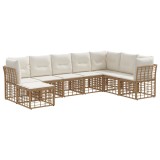 vidaXL Set de canapele de exterior cu pernă 8 pcs natural Poliester 3437534