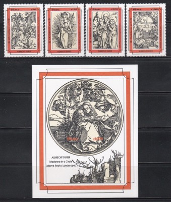Ghana 1993 - Crăciun - Gravuri de Albrecht D&amp;uuml;rer, Serie scurta + Colita, MNH foto