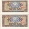 SV * Romania RSR * LOT 2 x 5 LEI 1966 * SERII CONSECUTIVE * H.0180 * AUNC +