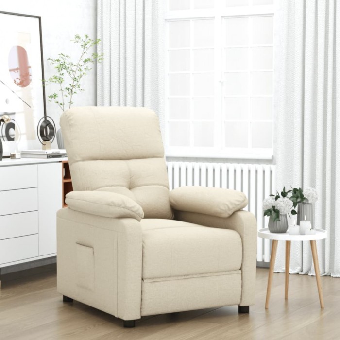 Fotoliu rabatabil, crem, material textil