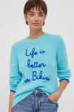 Cumpara ieftin MC2 Saint Barth pulover din amestec de lana femei, culoarea turcoaz