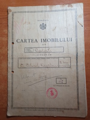 cartea imobilului din anul 1939 - galati - strada mihail kogalniceanu foto