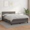 vidaXL Pat box spring cu saltea, gri, 140x200 cm, piele ecologică 3141069