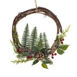 Coroniță decorativă de Crăciun, &Oslash;33 cm, cu brazi, conuri, clopotei și pomușoare, CMCLASS