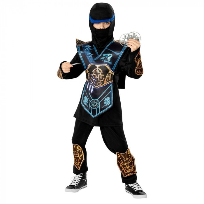 Costum ninja razboinic cu accesorii pentru baieti 7-8 ani 128 cm