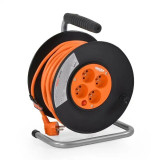 Cablu prelungitor 20m, rola pe tambur cu 4 prize, 230 V 50 Hz