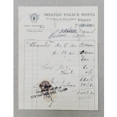 8.CHITANTA ELIBERATA FAMILIILOR DOCTORULUI CONSTANTIN DANIEL SI ANTON CARP , DE HOTELUL &#039; TRIANON PALACE &#039; DIN PARIS , 1932
