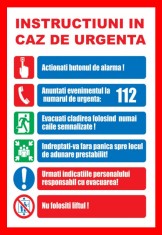 Placuta cu instructiuni in caz de urgenta foto