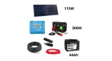Pachet sistem solar Victron Energy de 115W cu invertor Green Cell de 500W și acumulator de 44Ah