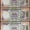 B11 14 - Bancnota foarte veche - India - 100 rupii - 2010 - trei bancnote serii consecutive