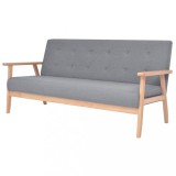 vidaXL Canapea cu 3 locuri, material textil, gri deschis