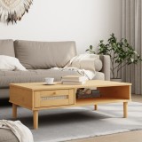 Cumpara ieftin Masă de cafea SENJA aspect ratan maro 100x55x33 cm lemn masiv