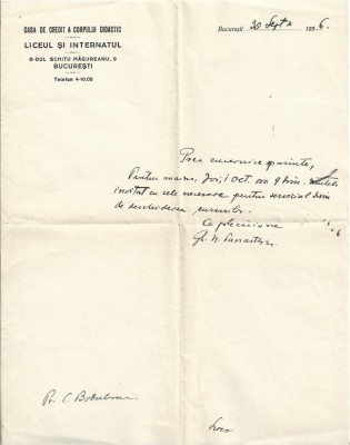 A4074N Liceul și internatul Casa de Credit a Corpului Didactic, București, 1936, lot de 3 acte foto