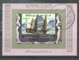 Ajman 1973 Ships, imperf. mini sheet, used T.204, Stampilat