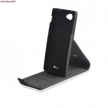 HUSA PIELE STAND SAMSUNG GALAXY S4 I9500 SLIM FLIP NEGRU foto