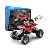 Masinuta RC cu telecomanda pentru copii Cada DeTech, set constructie Off-Road din 489 piese, rosie, Double Eagle