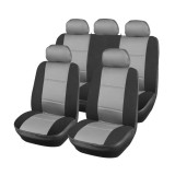 Huse auto universale pentru scaune fata si spate set complet 9 piese SC14 AMiO, negru-gri, pentru autoturisme, compatibile cu airbag