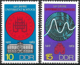 B0579 - Germania DDR 1969 - Universitatea Rostock 2v.neuzat,perfecta stare, Nestampilat