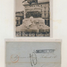 Italy 1852 Postal History Rare Postcard + Stampless Cover Milan to Lyon DG.015