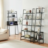 Set 2 rafturi si birou B3 Storfjord negru [en.casa] HausGarden Leisure