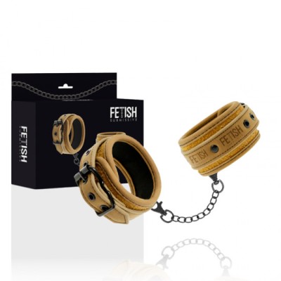 FETISH SUBMISSIVE ORIGEN - VEGAN LEATHER HANDCUFFS WITH NEOPRENE LINING foto