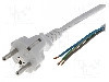 Cablu alimentare AC, 1.8m, 3 fire, culoare alb, cabluri, CEE 7/7 (E/F) mufa, LIAN DUNG - foto