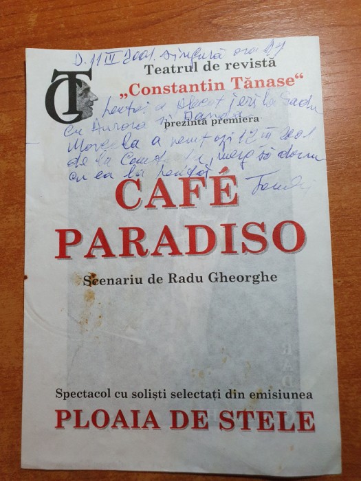 program teatrul de revista constantin tanase martie 2001-radu gheorghe