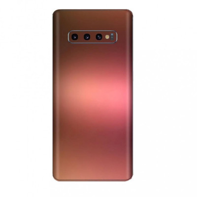 Set Folii Skin Acoperire 360 Compatibile cu Samsung Galaxy S10 Plus (Set 2) - Wraps Skin Chameleon Aubergine Bronze Matt Metalic foto