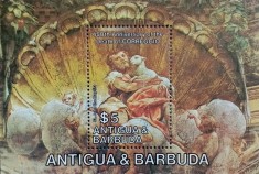 BC547, Barbuda 1984, colita picturi, arta Correggio