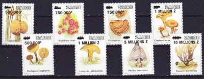 DB1 Flora Ciuperci Zaire 1979 8 v. MNH foto