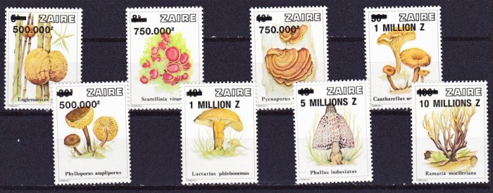 DB1 Flora Ciuperci Zaire 1979 8 v. MNH