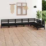 vidaXL Set mobilier de grădină, 7 piese, negru, lemn masiv de pin 3083018