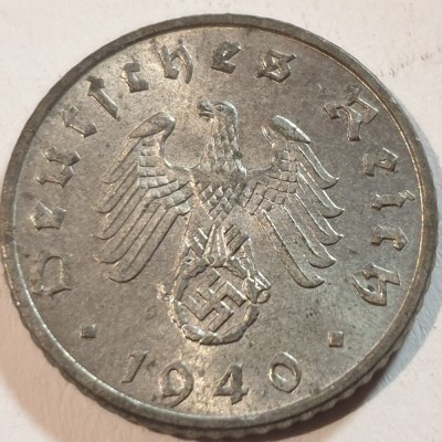 Germania Nazista 5 reichspfennig 1940 F / Stuttgart necirculata foto