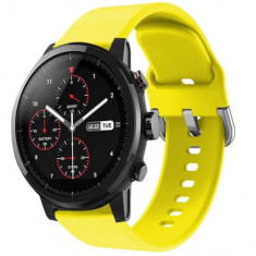 Curea iUni compatibila cu Samsung Galaxy Watch 4, Watch 4 Classic, Gear S2, 20 mm, Silicon Buckle, Yellow foto