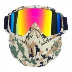 Masca protectie fata, plastic dur + ochelari ski, lentila multicolora, MCMFP01