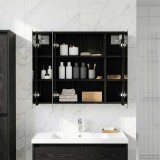 vidaXL Dulap cu oglindă pentru baie Stejar Negru 73,5 x 16 x 62,5 cm 889168