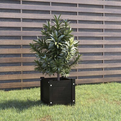 vidaXL Jardinieră de grădină, negru, 31x31x31 cm, lemn masiv de pin 810530 foto