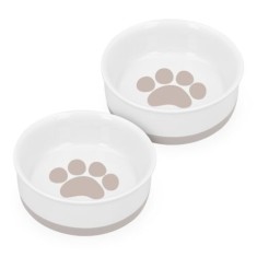 Set 2 Boluri din portelan pentru pisici Navaris, 400 ml, Maro, 48520.02.10 foto