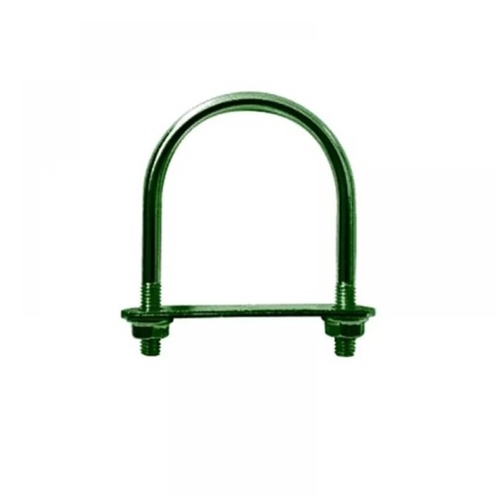 Brida prindere panou gard verde cu placuta si piulite pentru stalp 60 mm