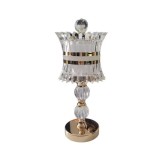 Veioza de masa, decorativa, 3 culori, reincarcabila, vintage, fara fir, dimensiuni 130x130x320mm, 1200 mAh, control tactil, lampa de cristal, auriu