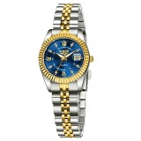 Ceas Dama Lige 89175 Argintiu-Auriu-Albastru , Design Fashion, Functii Multiple, Afisaj Luminos, Rezistent la Apa 3ATM