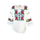 Bluza tip ie traditionala, dama ML 237 alb/albastru cosmic, marime L
