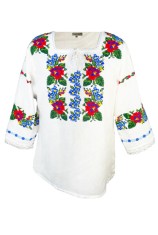 Bluza tip ie traditionala, dama ML 237 alb/albastru cosmic, marime 2XL