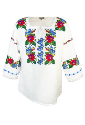 Bluza tip ie traditionala, dama ML 237 alb/albastru cosmic, marime S foto