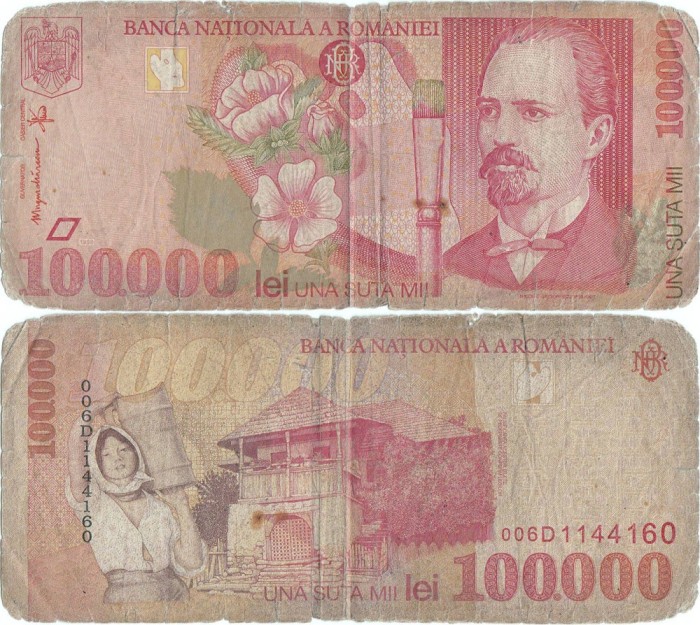 1998 , 100,000 lei ( P-110a ) - Rom&acirc;nia