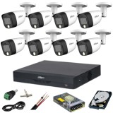 Sistem supraveghere Dahua 8 camere 5MP Dual Light IR 20m WL 20m DVR 8 canale cu accesorii si HDD 2TB incluse