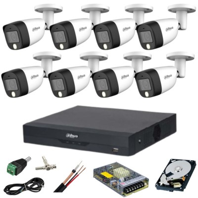 Sistem supraveghere Dahua 8 camere 5MP Dual Light IR 20m WL 20m DVR 8 canale cu accesorii si HDD 2TB incluse SafetyGuard Surveillance foto