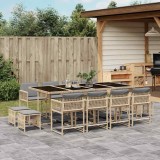 VidaXL Set mobilier grădină cu perne, 13 piese, bej combinat poliratan