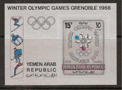 Yemen 1967 Sport, Winter Olympics, Grenoble, imperf. sheet, MNH S.134 foto